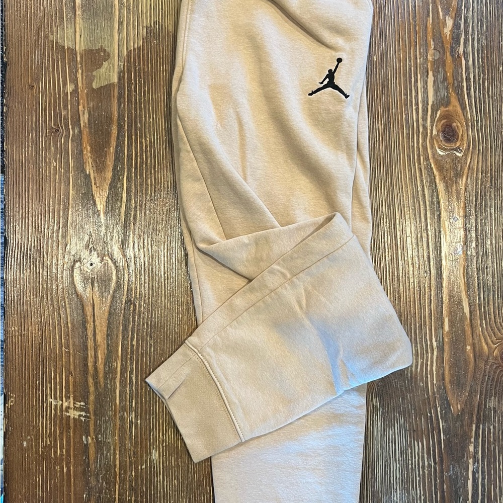 Jordan Kids Tan Joggers with Black Logo